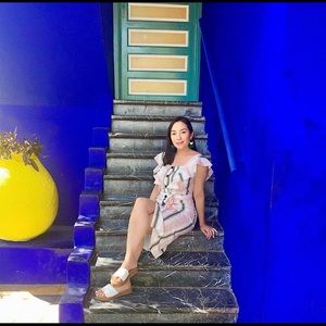 Button Front Ruffle Striped Dress